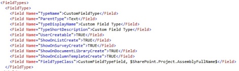 XML definition for the custom field type